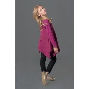 NEW NWT‎ sz 4 5 6 7 8 2pc Girls Flowy Sparkly Sweater Top & Black Leggings Set